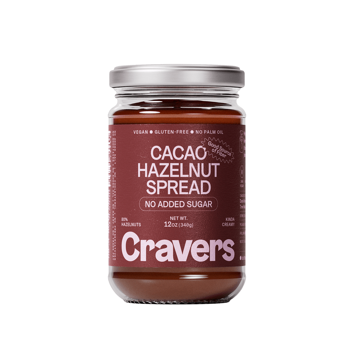 CRAVERS Cacao Hazelnut Spread - No added Sugar | No Palm Oil | Vegan
