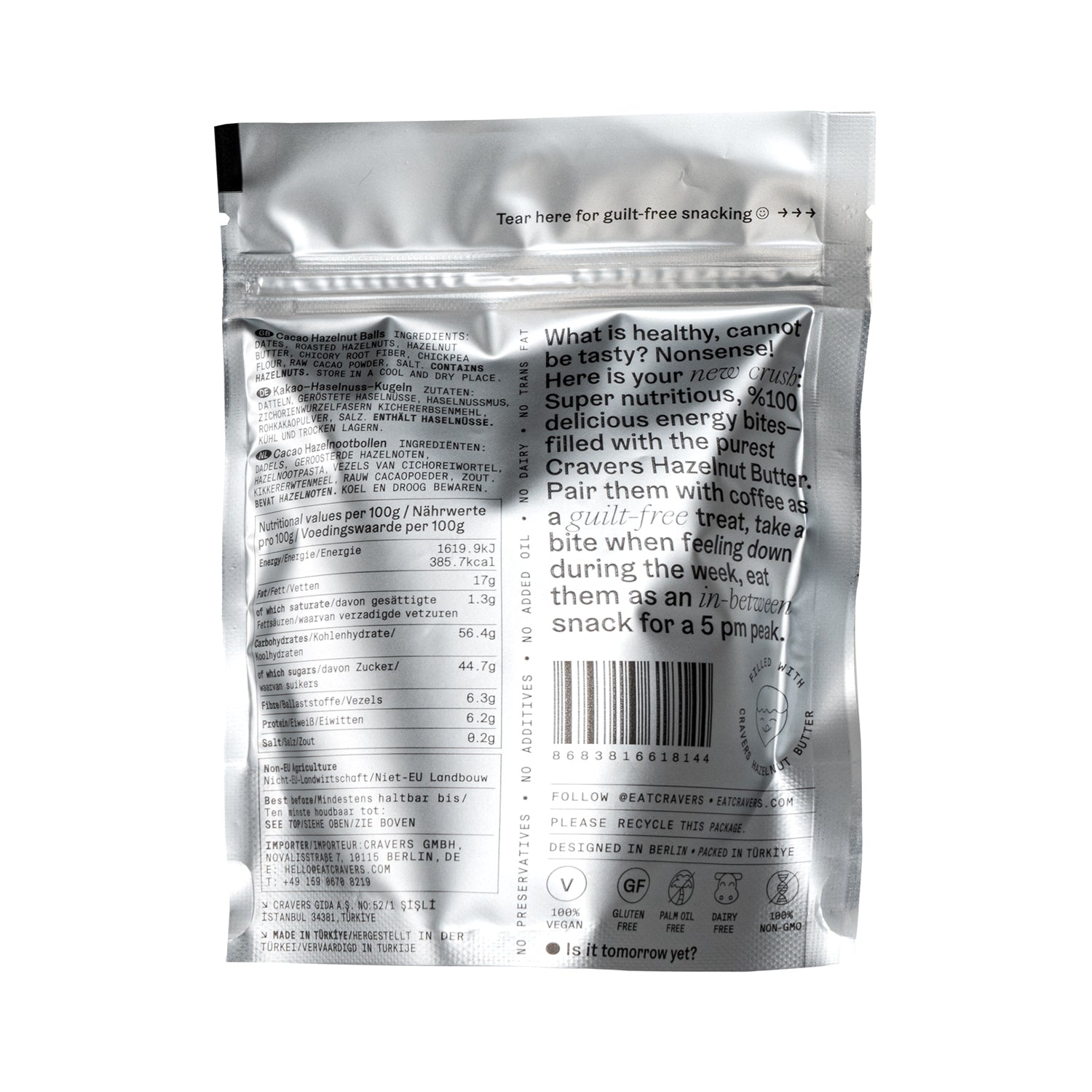 cravers cacao hazelnut balls back